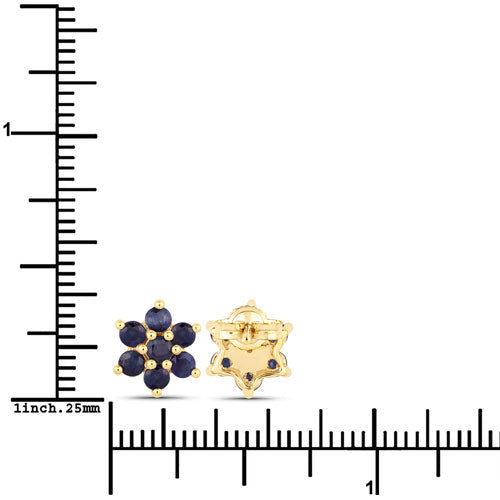 0.84 Carat Genuine Blue Sapphire 10K Yellow Gold Earrings  DestGlow