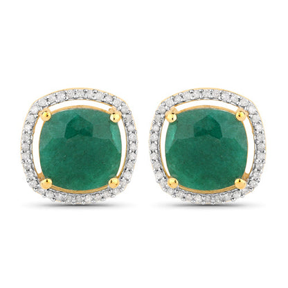 4.40 Carat Dyed Emerald and White Diamond .925 Sterling Silver Earrings by Bids.com