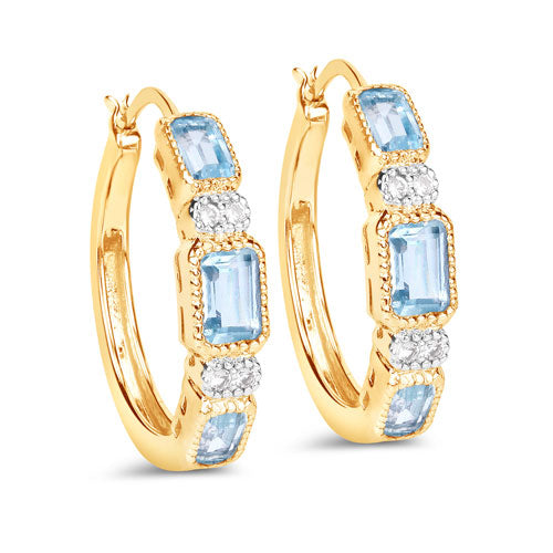 2.66 Carat Genuine Blue Topaz and White Topaz .925 Sterling Silver Earrings by Bids.com