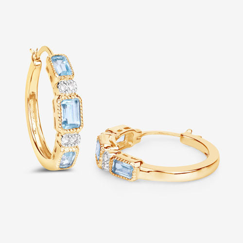2.66 Carat Genuine Blue Topaz and White Topaz .925 Sterling Silver Earrings by Bids.com