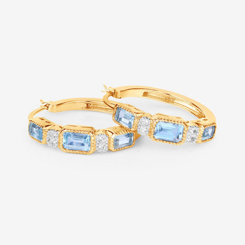 2.66 Carat Genuine Blue Topaz and White Topaz .925 Sterling Silver Earrings by Bids.com