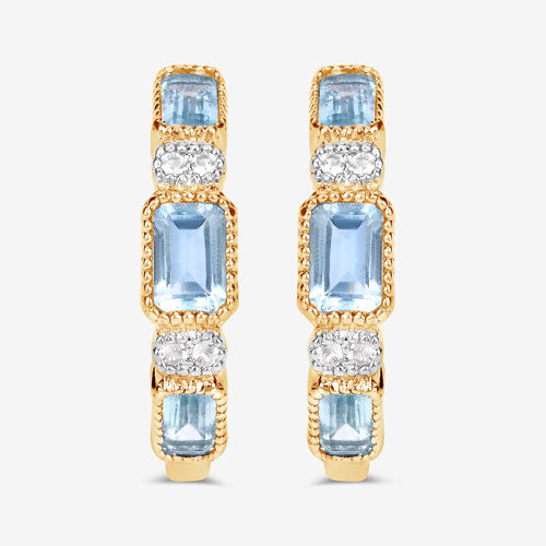2.66 Carat Genuine Blue Topaz and White Topaz .925 Sterling Silver Earrings by Bids.com