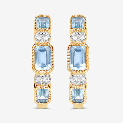 2.66 Carat Genuine Blue Topaz and White Topaz .925 Sterling Silver Earrings by Bids.com