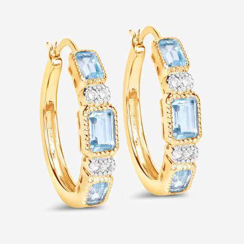2.66 Carat Genuine Blue Topaz and White Topaz .925 Sterling Silver Earrings by Bids.com