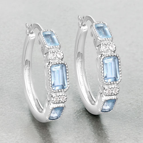 2.66 Carat Genuine Blue Topaz and White Topaz .925 Sterling Silver Earrings  DestGlow