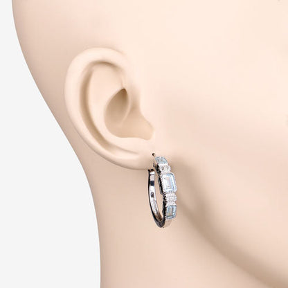 2.66 Carat Genuine Blue Topaz and White Topaz .925 Sterling Silver Earrings  DestGlow