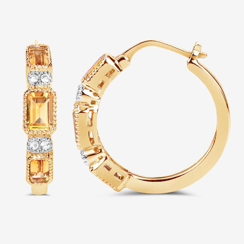 2.88 Carat Genuine Citrine and White Topaz .925 Sterling Silver Earrings  DestGlow