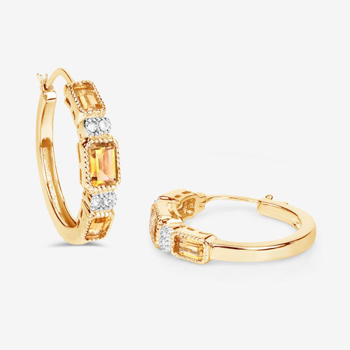 2.88 Carat Genuine Citrine and White Topaz .925 Sterling Silver Earrings  DestGlow