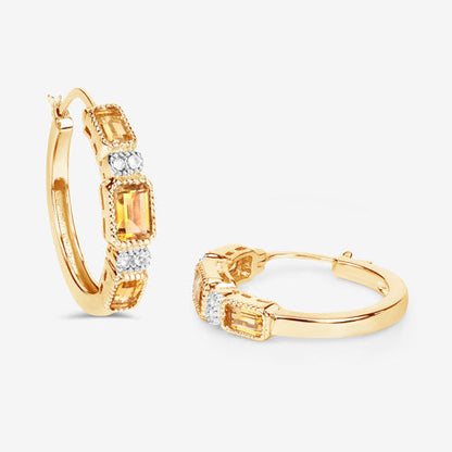 2.88 Carat Genuine Citrine and White Topaz .925 Sterling Silver Earrings  DestGlow