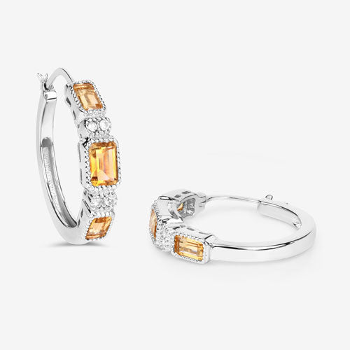 2.88 Carat Genuine Citrine and White Topaz .925 Sterling Silver Earrings by Bids.com