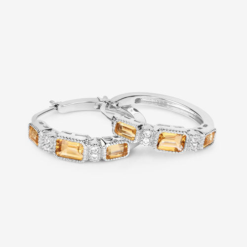 2.88 Carat Genuine Citrine and White Topaz .925 Sterling Silver Earrings by Bids.com