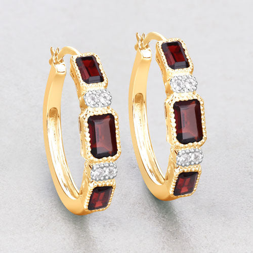 2.78 Carat Genuine Garnet and White Topaz .925 Sterling Silver Earrings  DestGlow
