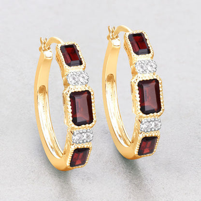 2.78 Carat Genuine Garnet and White Topaz .925 Sterling Silver Earrings  DestGlow