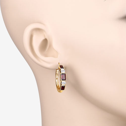2.78 Carat Genuine Garnet and White Topaz .925 Sterling Silver Earrings  DestGlow