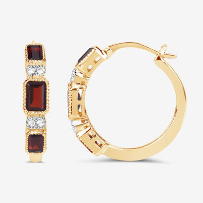 2.78 Carat Genuine Garnet and White Topaz .925 Sterling Silver Earrings  DestGlow