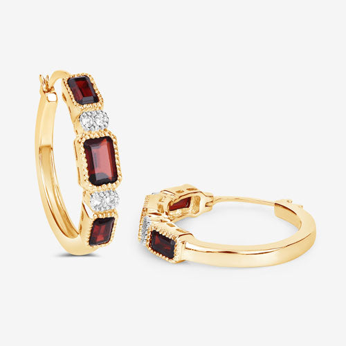 2.78 Carat Genuine Garnet and White Topaz .925 Sterling Silver Earrings  DestGlow