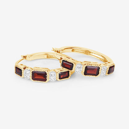 2.78 Carat Genuine Garnet and White Topaz .925 Sterling Silver Earrings  DestGlow