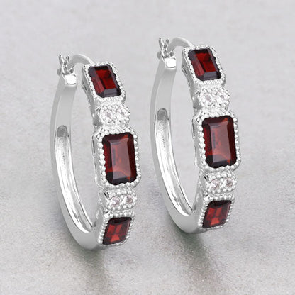 2.78 Carat Genuine Garnet and White Topaz .925 Sterling Silver Earrings  DestGlow