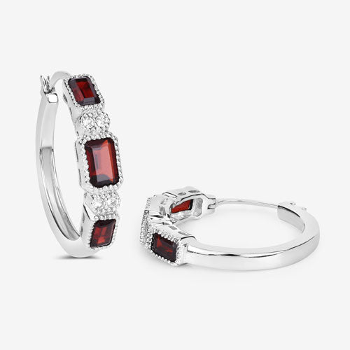 2.78 Carat Genuine Garnet and White Topaz .925 Sterling Silver Earrings  DestGlow