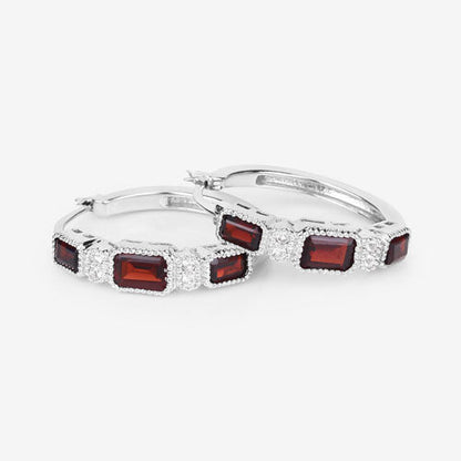 2.78 Carat Genuine Garnet and White Topaz .925 Sterling Silver Earrings  DestGlow