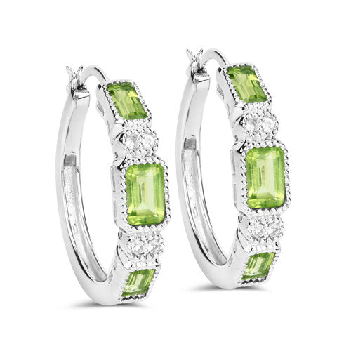 2.40 Carat Genuine Peridot and White Topaz .925 Sterling Silver Earrings  DestGlow