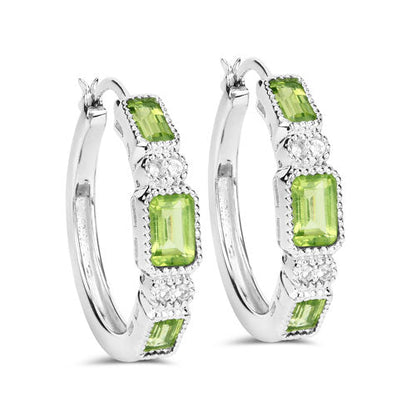 2.40 Carat Genuine Peridot and White Topaz .925 Sterling Silver Earrings  DestGlow