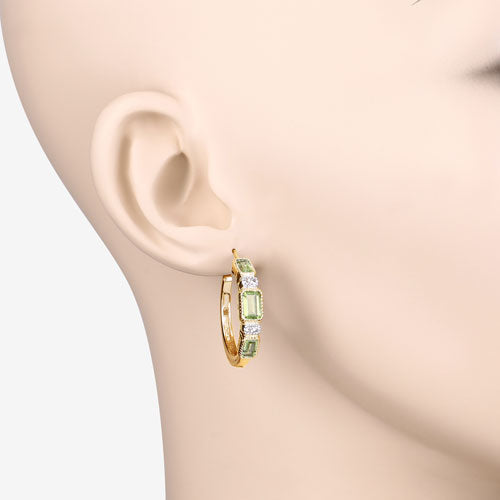 2.40 Carat Genuine Peridot and White Topaz .925 Sterling Silver Earrings  DestGlow