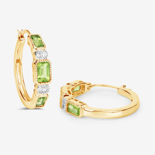2.40 Carat Genuine Peridot and White Topaz .925 Sterling Silver Earrings  DestGlow