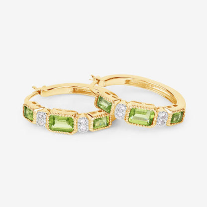 2.40 Carat Genuine Peridot and White Topaz .925 Sterling Silver Earrings  DestGlow