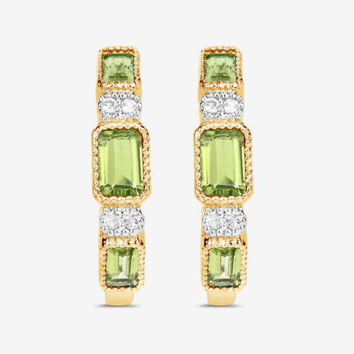 2.40 Carat Genuine Peridot and White Topaz .925 Sterling Silver Earrings  DestGlow