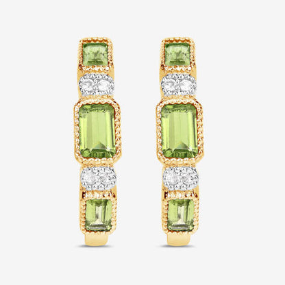 2.40 Carat Genuine Peridot and White Topaz .925 Sterling Silver Earrings  DestGlow
