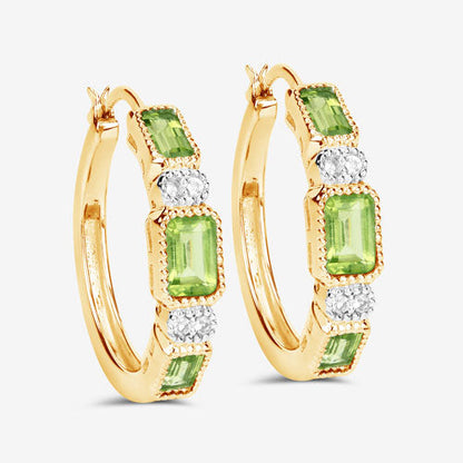 2.40 Carat Genuine Peridot and White Topaz .925 Sterling Silver Earrings  DestGlow