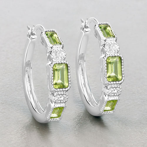 2.40 Carat Genuine Peridot and White Topaz .925 Sterling Silver Earrings  DestGlow