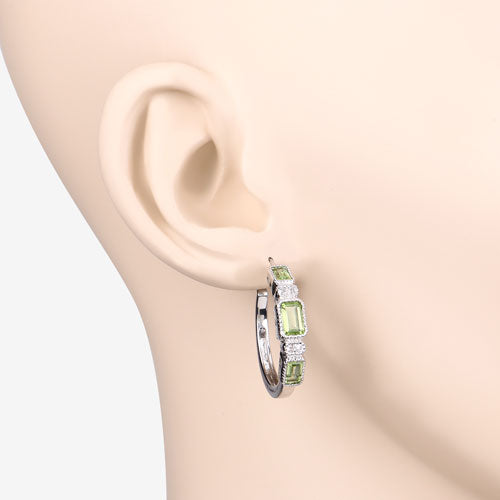 2.40 Carat Genuine Peridot and White Topaz .925 Sterling Silver Earrings  DestGlow
