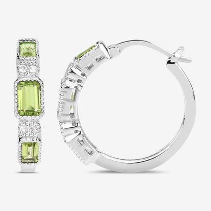 2.40 Carat Genuine Peridot and White Topaz .925 Sterling Silver Earrings  DestGlow