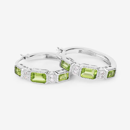 2.40 Carat Genuine Peridot and White Topaz .925 Sterling Silver Earrings  DestGlow