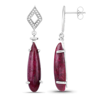 23.25 Carat Dyed Ruby and White Topaz .925 Sterling Silver Earrings by Bids.com