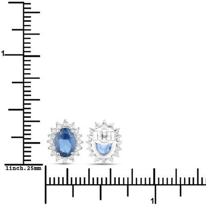 2.22 Carat Genuine Blue Sapphire and White Diamond 14K White Gold Earrings by Bids.com