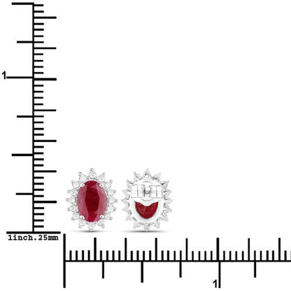 2.02 Carat Genuine Ruby and White Diamond 14K White Gold Earrings by Bids.com
