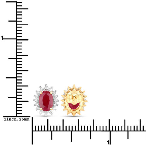 2.02 Carat Genuine Ruby and White Diamond 14K Yellow Gold Earrings by Bids.com