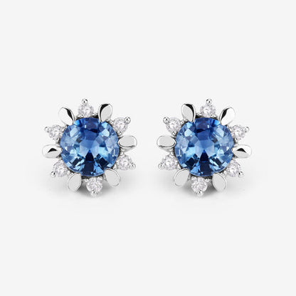 1.87 Carat Genuine Blue Sapphire and White Diamond 14K White Gold Earrings by Bids.com