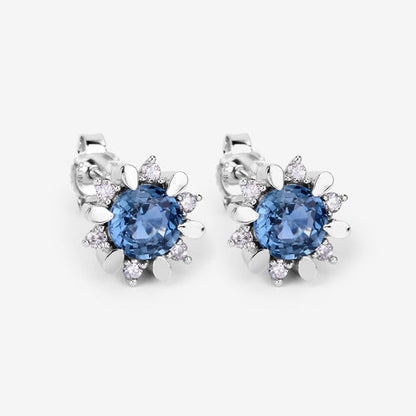 1.87 Carat Genuine Blue Sapphire and White Diamond 14K White Gold Earrings by Bids.com