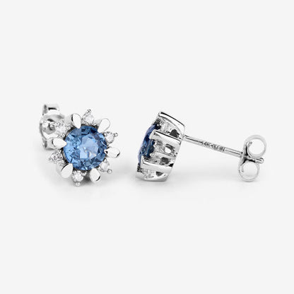 1.87 Carat Genuine Blue Sapphire and White Diamond 14K White Gold Earrings by Bids.com