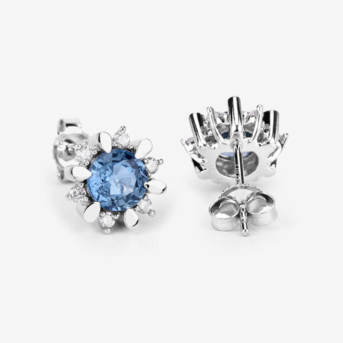 1.87 Carat Genuine Blue Sapphire and White Diamond 14K White Gold Earrings by Bids.com