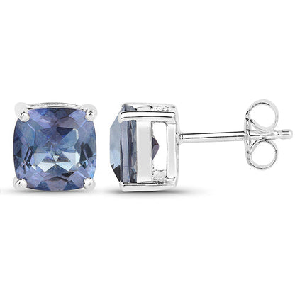 4.20cttw Royal Blue Mystic Quartz .925 Sterling Silver Earrings  DestGlow