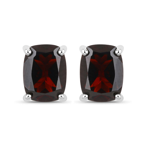 18K White Gold Plated 3.50 Carat Genuine Garnet .925 Sterling Silver Earrings by Bids.com
