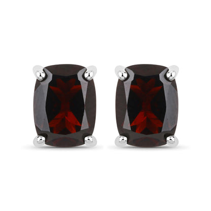 18K White Gold Plated 3.50 Carat Genuine Garnet .925 Sterling Silver Earrings by Bids.com