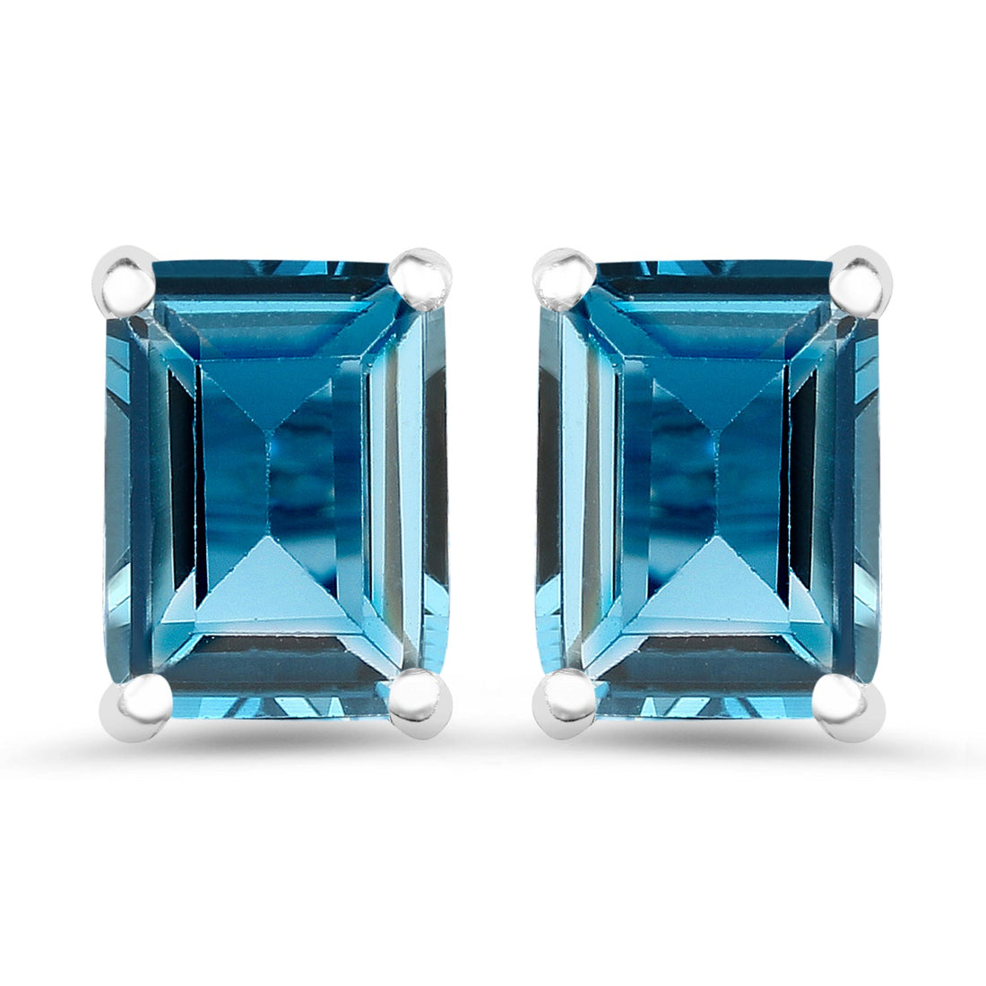 3.90 Carat Genuine London Blue Topaz .925 Sterling Silver Earrings 