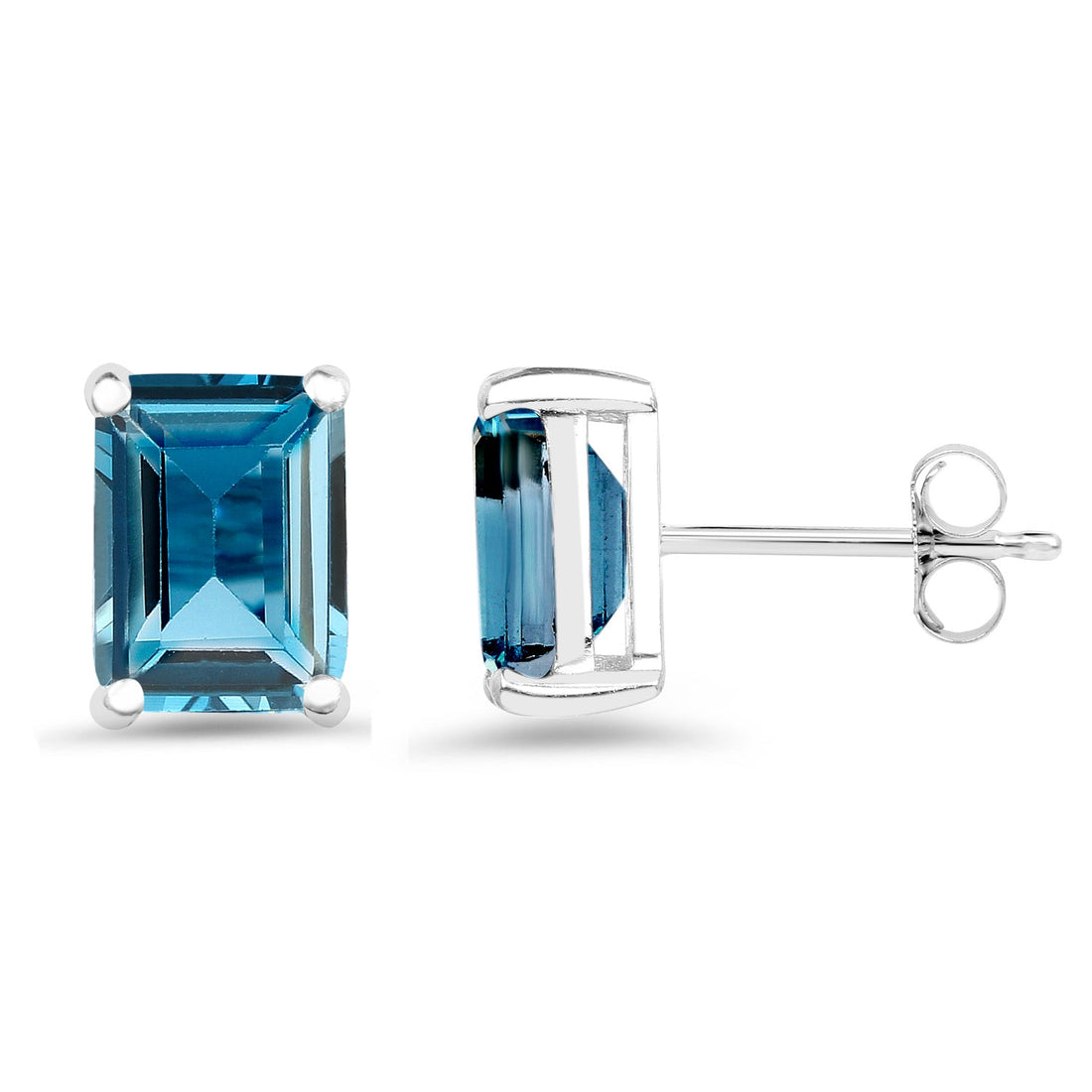 3.90 Carat Genuine London Blue Topaz .925 Sterling Silver Earrings 