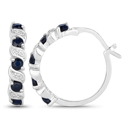 1.28 Carat Genuine Blue Sapphire and White Topaz .925 Sterling Silver Earrings  DestGlow